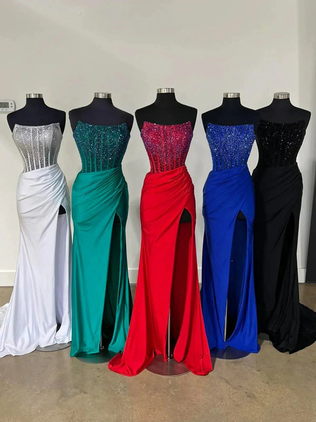Cosmo | Mermaid Scoop Neck Blue Satin Long Prom Dresses by KissProm