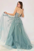 Cozy | Tulle Appliques Lace-Up A-Line Long Prom Dress by KissProm