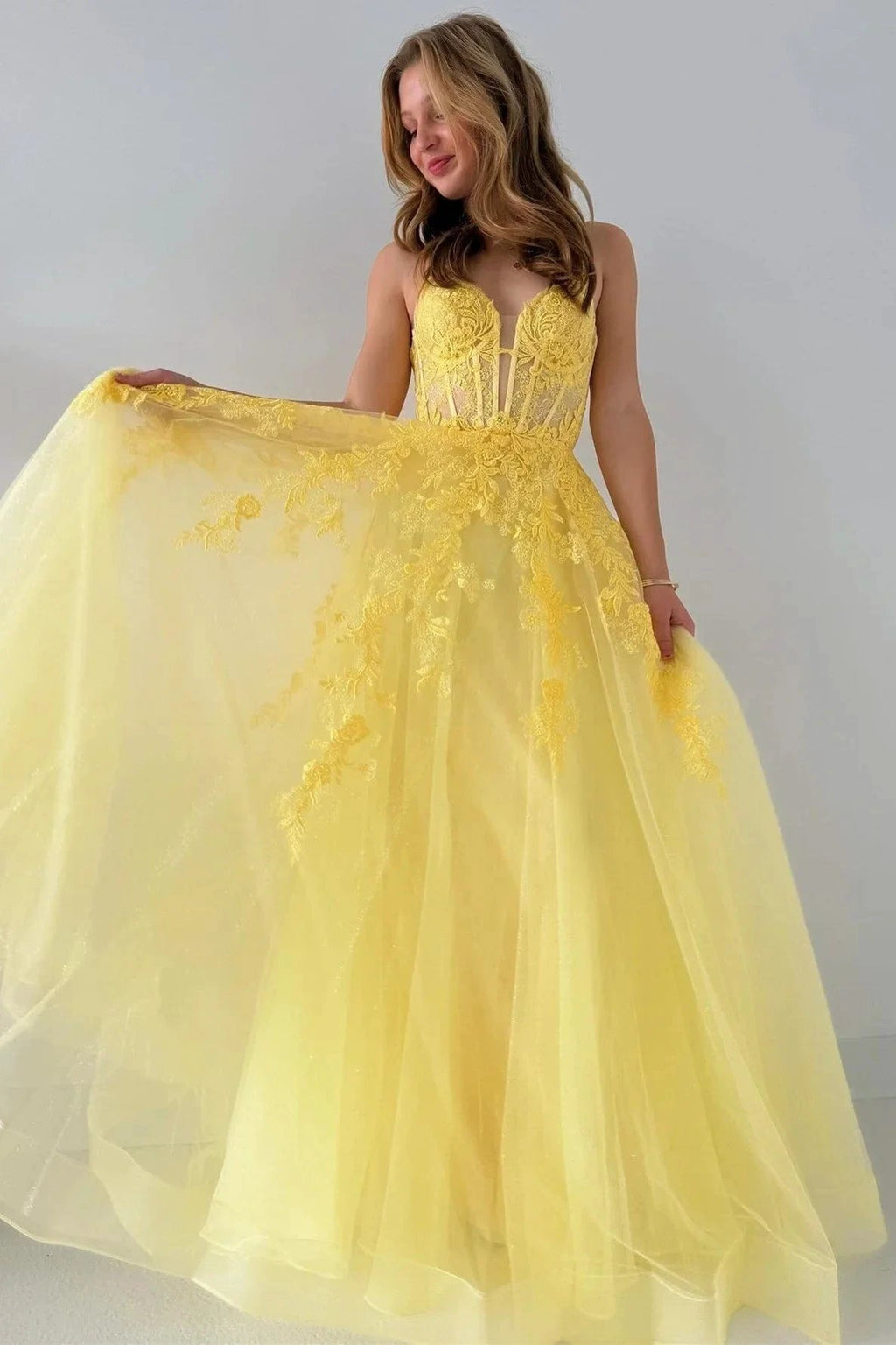Cozy | Tulle Appliques Lace-Up A-Line Long Prom Dress by KissProm
