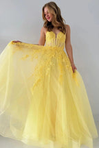 Cozy | Tulle Appliques Lace-Up A-Line Long Prom Dress by KissProm