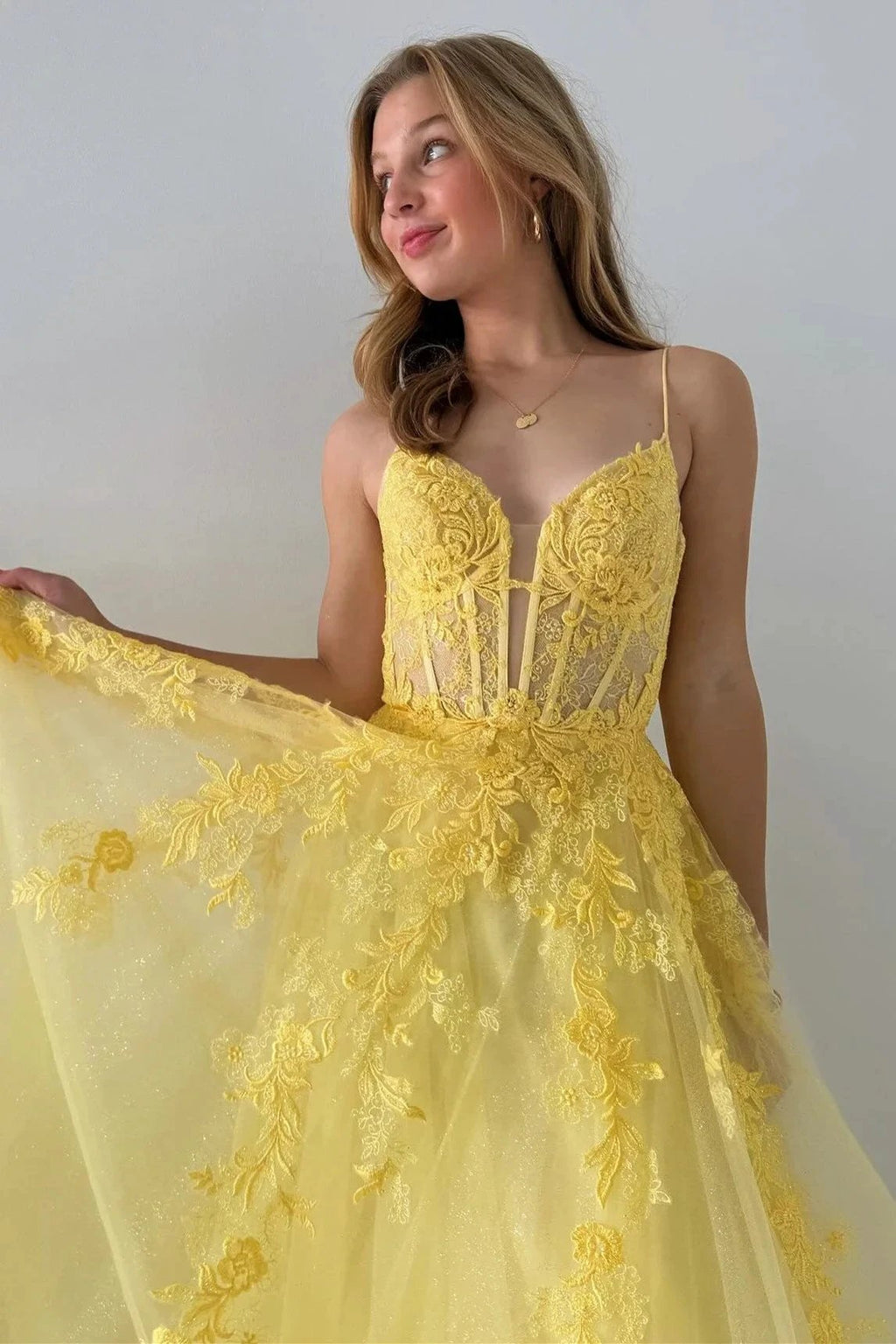 Cozy | Tulle Appliques Lace-Up A-Line Long Prom Dress by KissProm