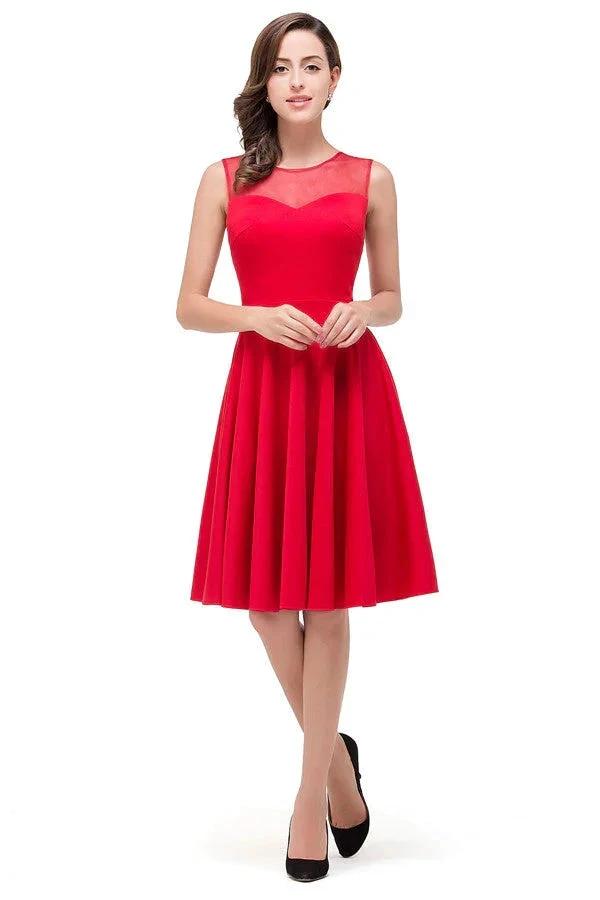 Crew Knee-length A-line Red Bridesmaid Dresses by misshow.com