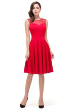 Crew Knee-length A-line Red Bridesmaid Dresses by misshow.com