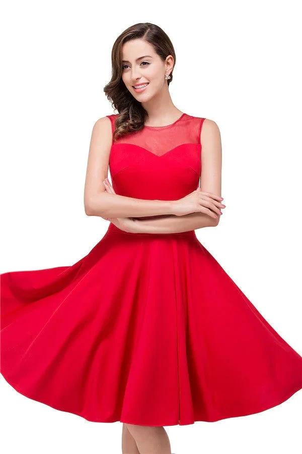 Crew Knee-length A-line Red Bridesmaid Dresses by misshow.com