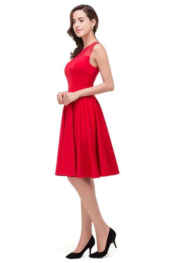 Crew Knee-length A-line Red Bridesmaid Dresses by misshow.com