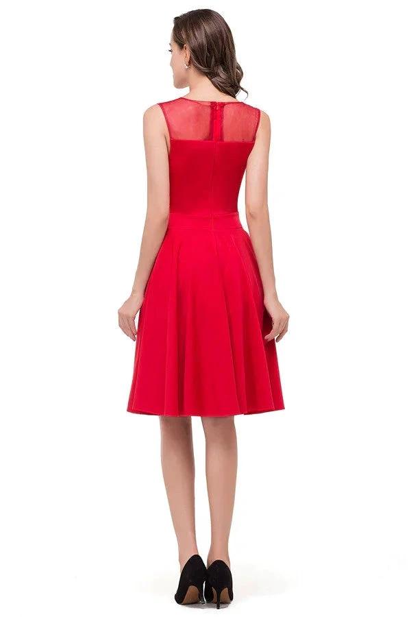 Crew Knee-length A-line Red Bridesmaid Dresses by misshow.com