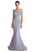 Crew Neck Sleeveless Beading Mermaid Prom Dress Evening Maxi Gown by misshow.com