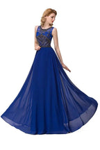 Crew Sweep-length A-line Chiffon Sequins Formal Dresses by misshow.com