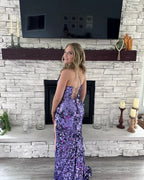 Unique Corset Prom Dress Long Sequin Gown VMP191 by vivymakudress