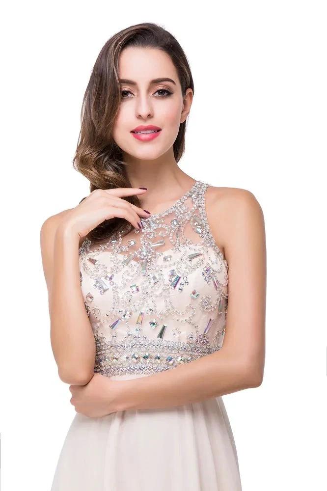 Crystal A-line Jewel Chiffon Prom Dress by misshow.com