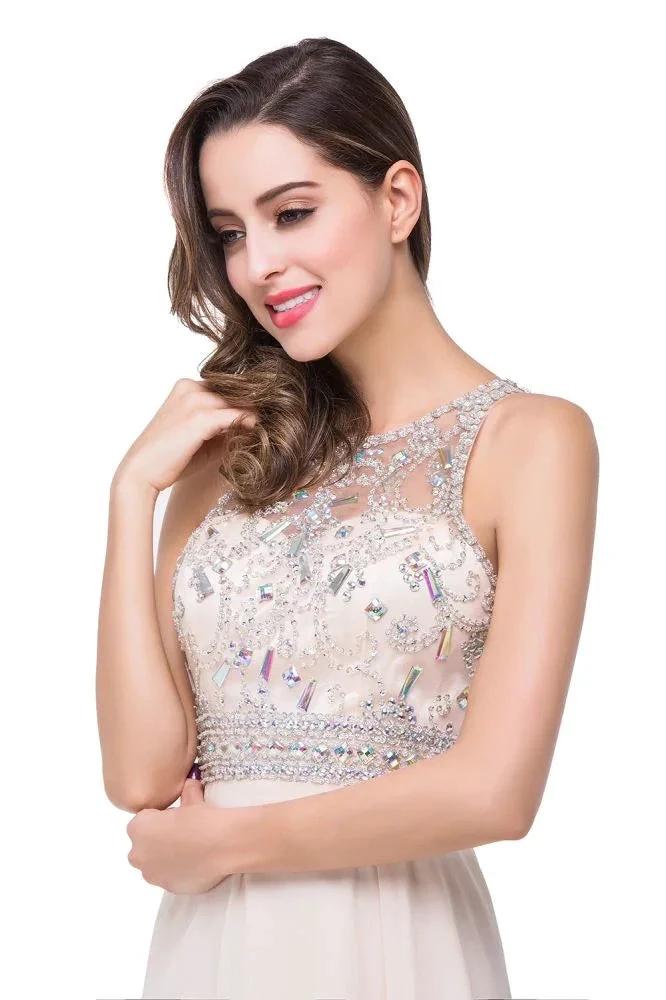 Crystal A-line Jewel Chiffon Prom Dress by misshow.com
