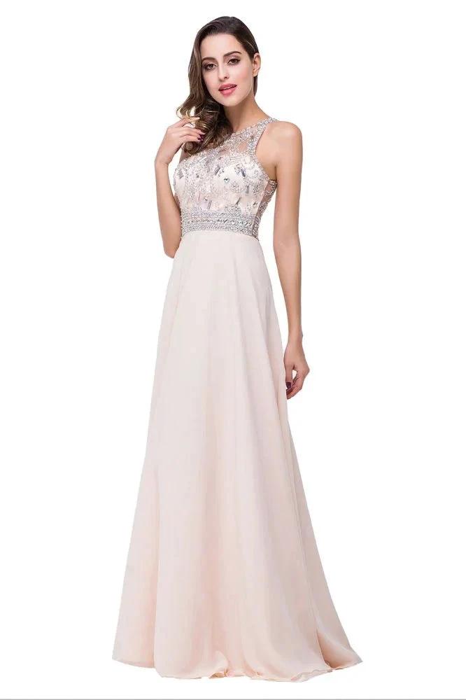 Crystal A-line Jewel Chiffon Prom Dress by misshow.com
