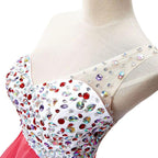 Crystal A-line One Shoulder Chiffon Party Dress by misshow.com