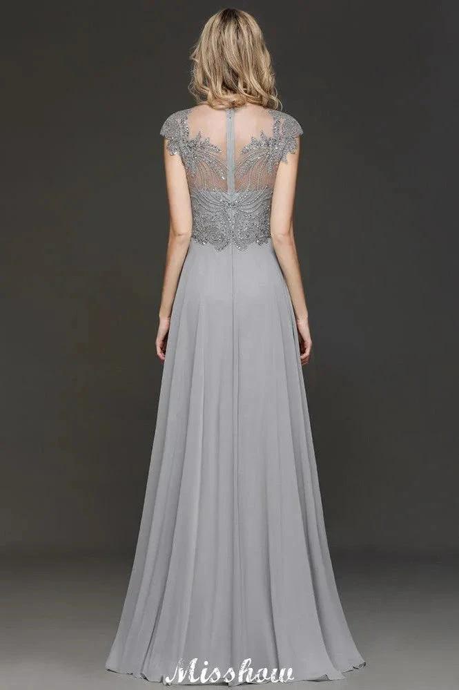 Crystal Appliques Sweetheart Side Slit Evening Maxi Dresses Backless aline Wedding Party Dress by misshow.com
