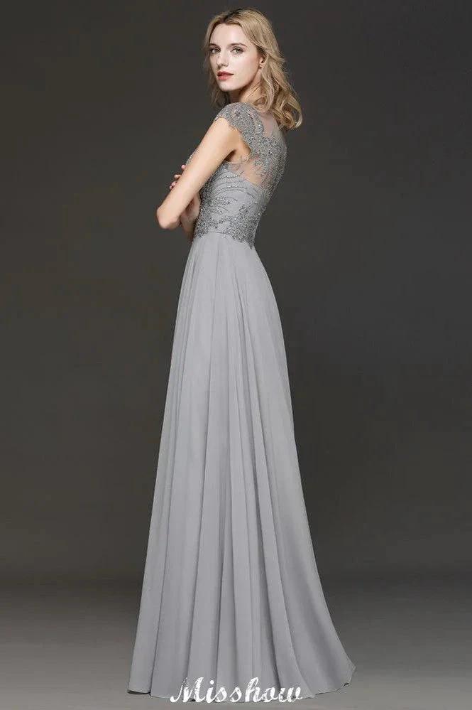 Crystal Appliques Sweetheart Side Slit Evening Maxi Dresses Backless aline Wedding Party Dress by misshow.com