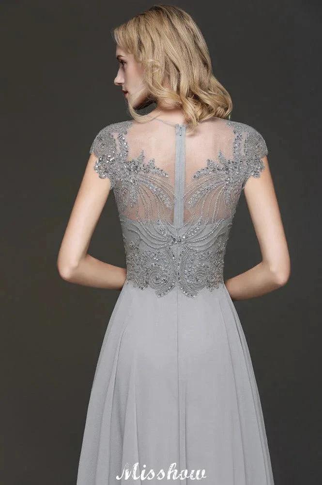Crystal Appliques Sweetheart Side Slit Evening Maxi Dresses Backless aline Wedding Party Dress by misshow.com