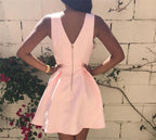 Custom Made V Neck Pink Short Prom Dress Pink V Neck Homecoming Dress PD158 by pgmdress