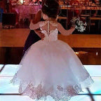 Cute Ball Gown Long Sleeves Tulle Flower Girl Dress with Lace Appliques - photo 2