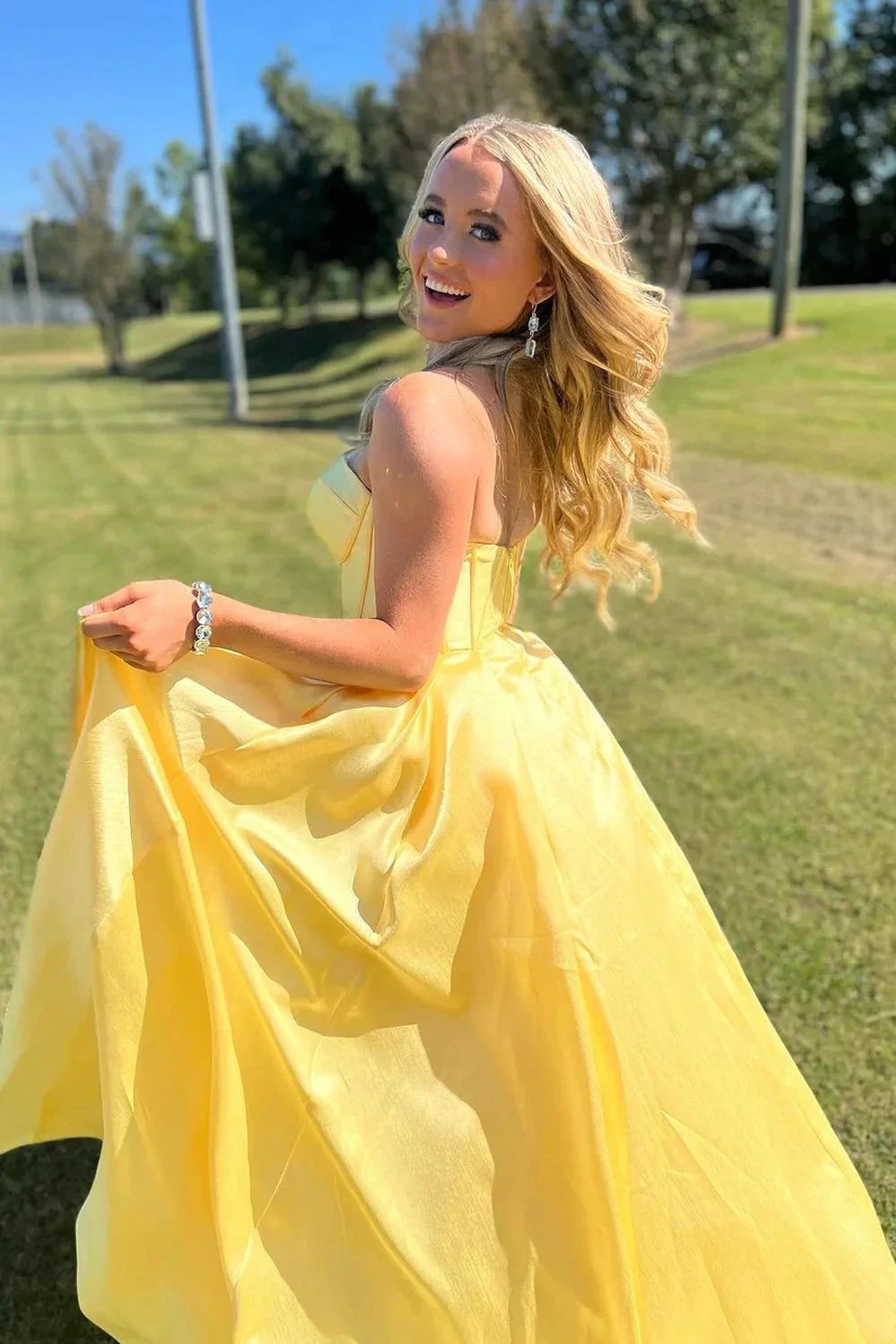 Stardust | Ball Gown Sweetheart Satin Long Prom Dresses by KissProm