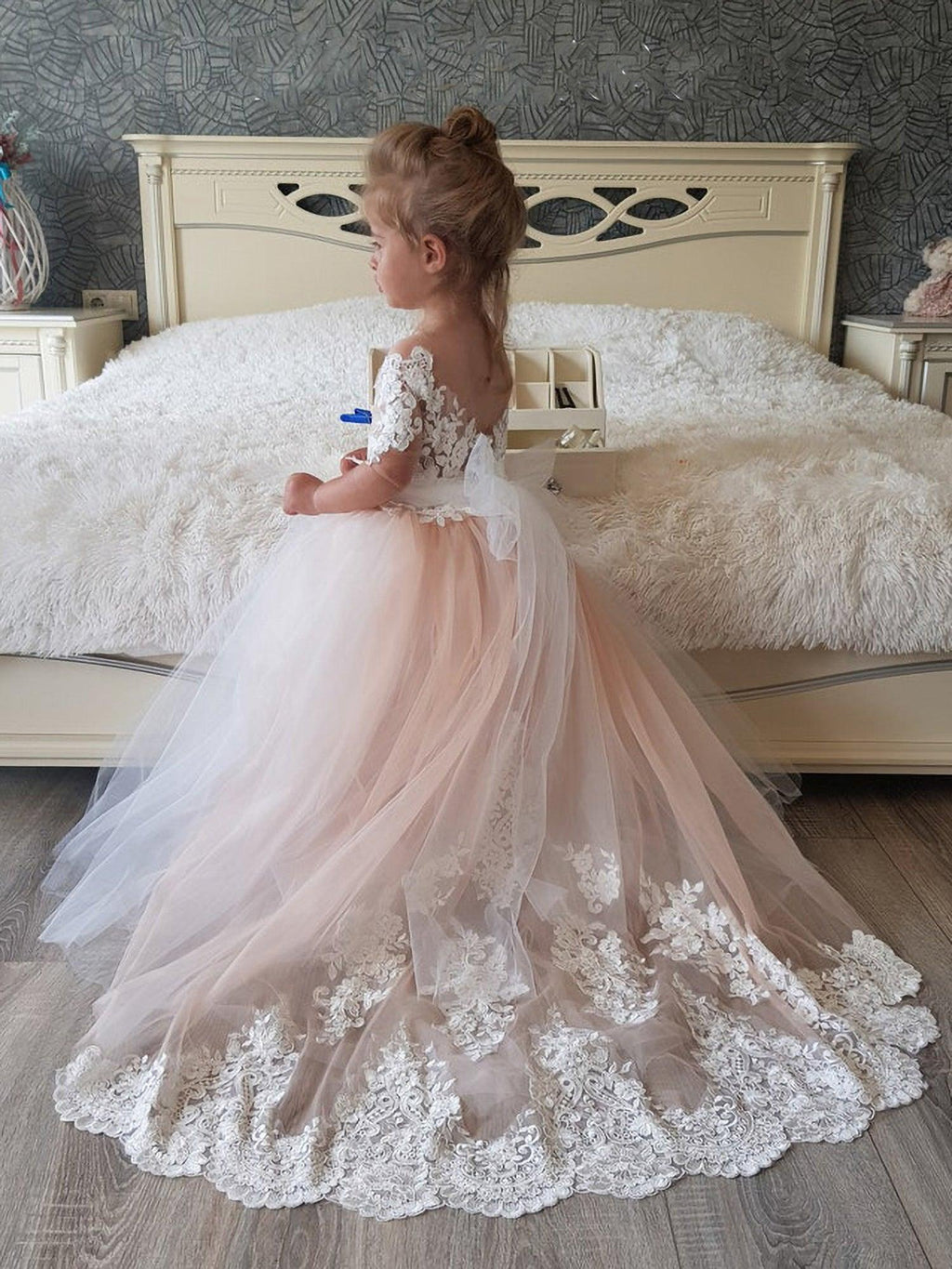 Cute Long Princess Boho Flower Girl Dresses with Sleeves - photo 2