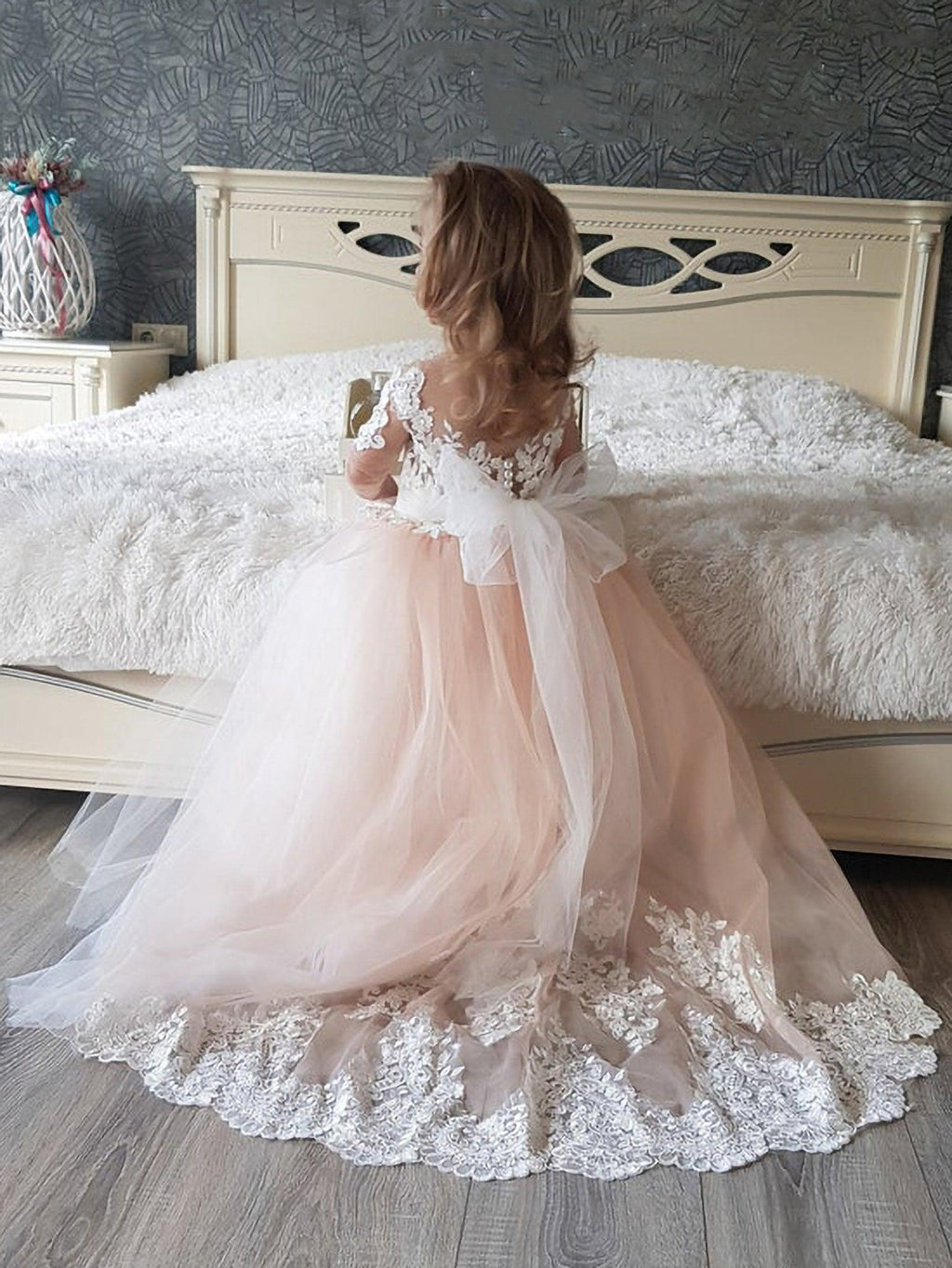 Cute Long Princess Boho Flower Girl Dresses with Sleeves - photo 3