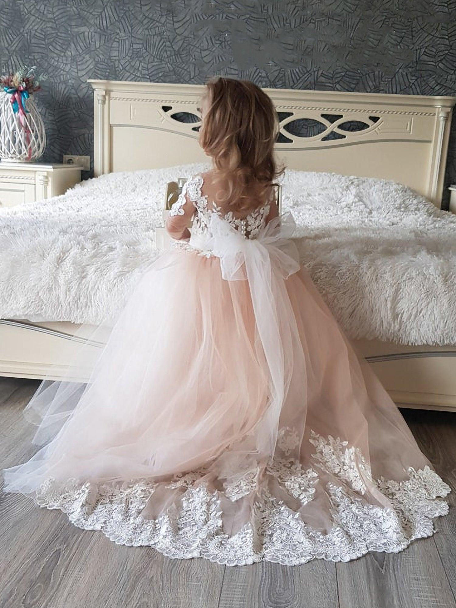 Cute Long Princess Boho Flower Girl Dresses with Sleeves - photo 3