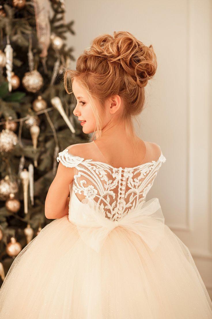 Cute Long Princess Tulle Lace Flower Girl Dress - photo 3