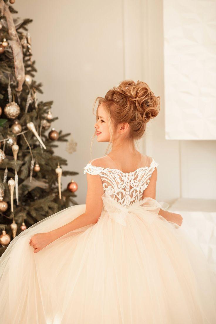 Cute Long Princess Tulle Lace Flower Girl Dress - photo 6