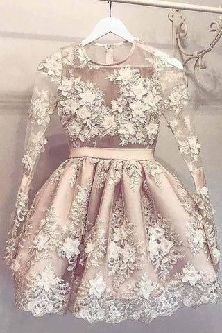 Cute Long Sleeve Homecoming Dress Short Prom Dress Party Dress PD362