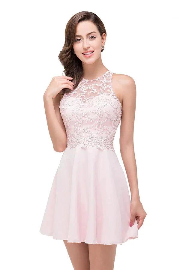 Cute Mini A-line Crew Appliques Bridesmaid Dresses by misshow.com