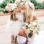 Cute Short A-line Spaghetti Straps Feather Flower Girl Dresses - photo 2