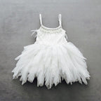 Cute Short A-line Spaghetti Straps Feather Flower Girl Dresses - photo 3