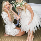 Cute Short A-line Spaghetti Straps Feather Flower Girl Dresses - photo 4