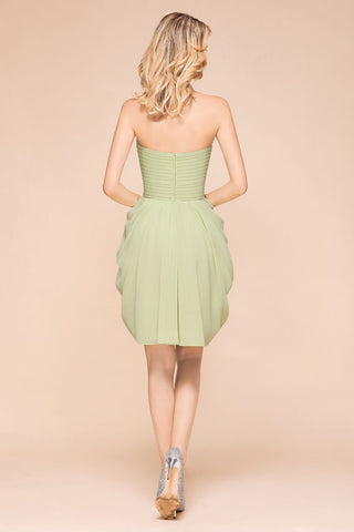 Cute Sleeveless slim Ruffle Chiffon Mini Bridesmaid Dress Wedding Guest Dress