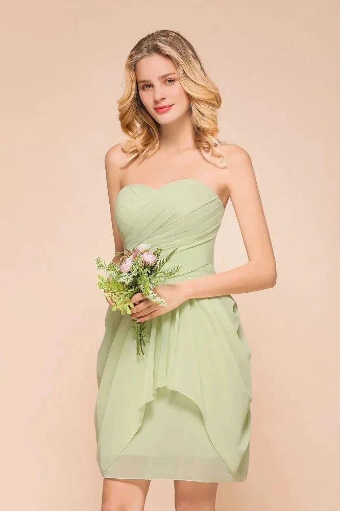 Cute Sleeveless slim Ruffle Chiffon Mini Bridesmaid Dress Wedding Guest Dress by misshow.com