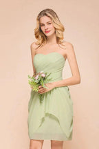Cute Sleeveless slim Ruffle Chiffon Mini Bridesmaid Dress Wedding Guest Dress by misshow.com