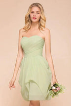 Cute Sleeveless slim Ruffle Chiffon Mini Bridesmaid Dress Wedding Guest Dress by misshow.com