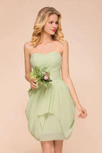 Cute Sleeveless slim Ruffle Chiffon Mini Bridesmaid Dress Wedding Guest Dress by misshow.com