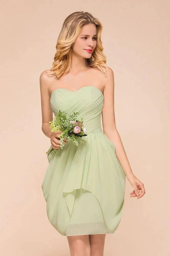 Cute Sleeveless slim Ruffle Chiffon Mini Bridesmaid Dress Wedding Guest Dress by misshow.com