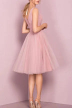 Cute V Neck Knee Length Pink Homecoming Dress Short Prom Dresses PG151 by pgmdress