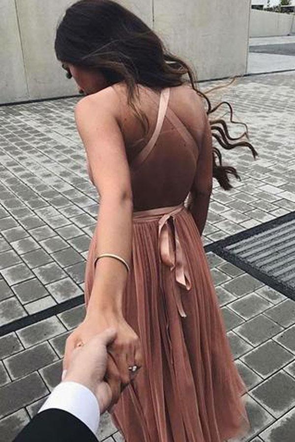 Vestido Curto de Tule com Decote em V Bonito Vestidos de Baile de Finalistas PG195