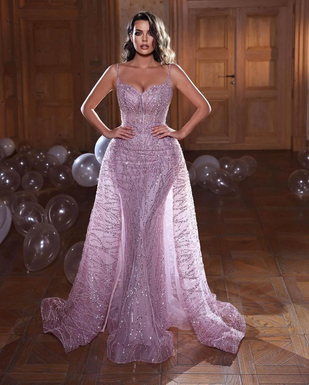 Long Sweetheart Spaghetti Straps Tulle Lace Mermaid Prom Dress by BIZTUNNEL