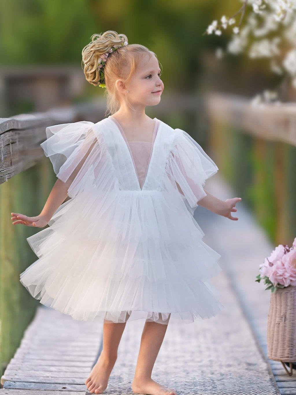 Enchanted Garden Fairy Elegant Tulle Toddler Flower Girl Dress - photo 5
