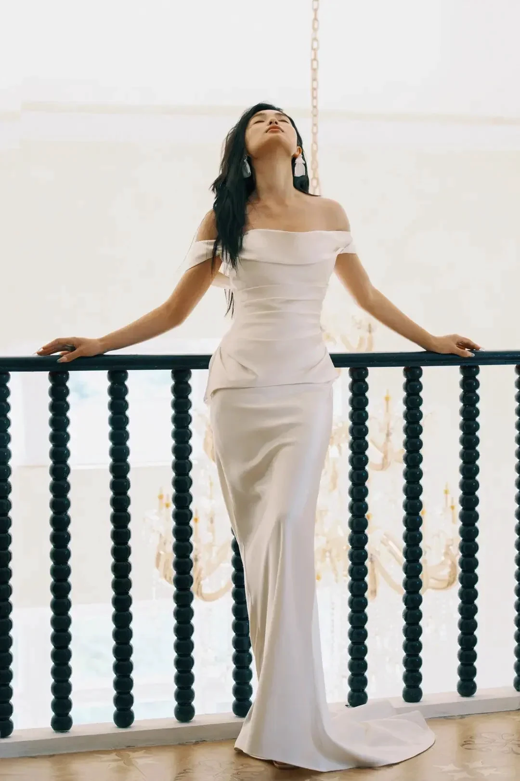 Charming Off Thes Satin Mermaid Evening Dress,White Prom Dress Wedding Dress Y8592 by simplepromdress