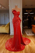 Sequined Red Mermaid Prom Dress with Sweetheart Neckline by BIZTUNNEL