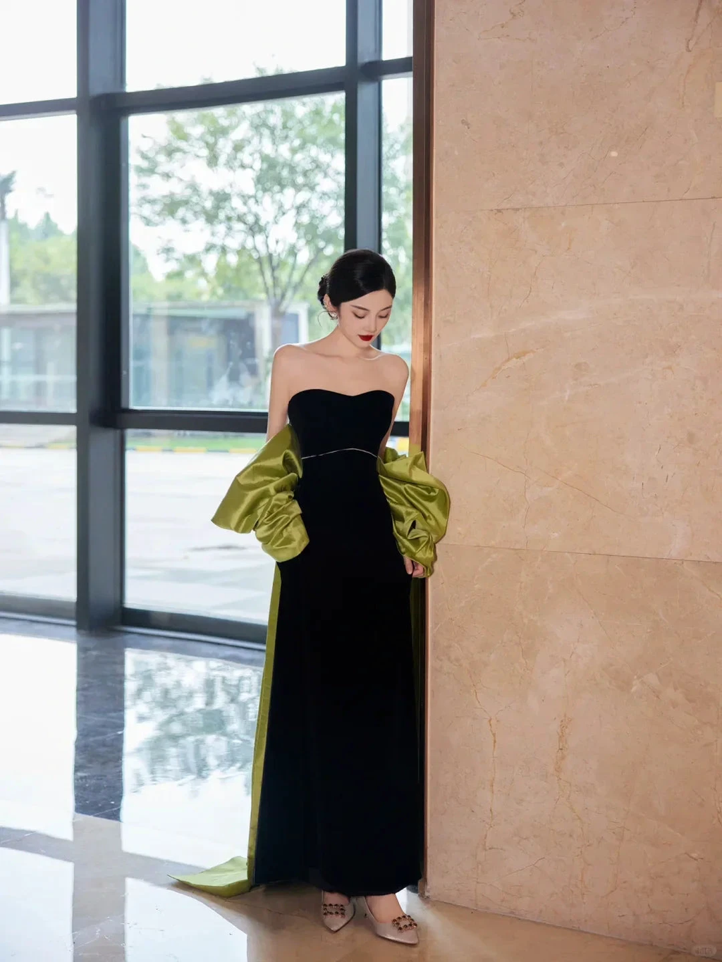 Pretty Black Strapless Satin Long Prom Dress Evening Dress With Bow Y8594 by simplepromdress