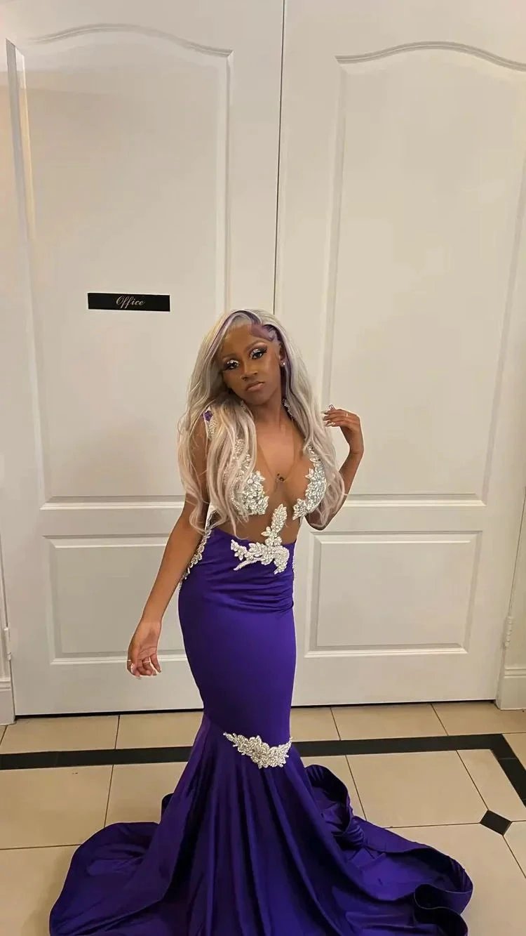 Sexy Purple Mermaid Prom Dress,Charming Evening Dress Y1708 by simplepromdress
