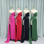 Kaydence | Chic Asymmertrical Fuchsia Beaded Long Porm Dress by KissProm