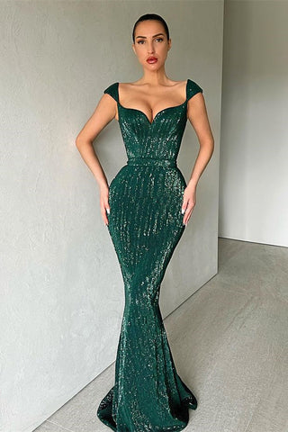 Mermaid Off The Shoulder Sweetheart Long Prom Dress with Sequins
