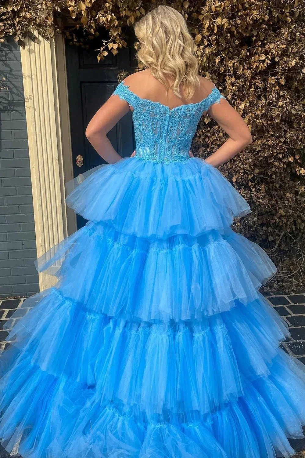 Bette | Blue High Low Homecoming Prom Dress with Lace by KissProm